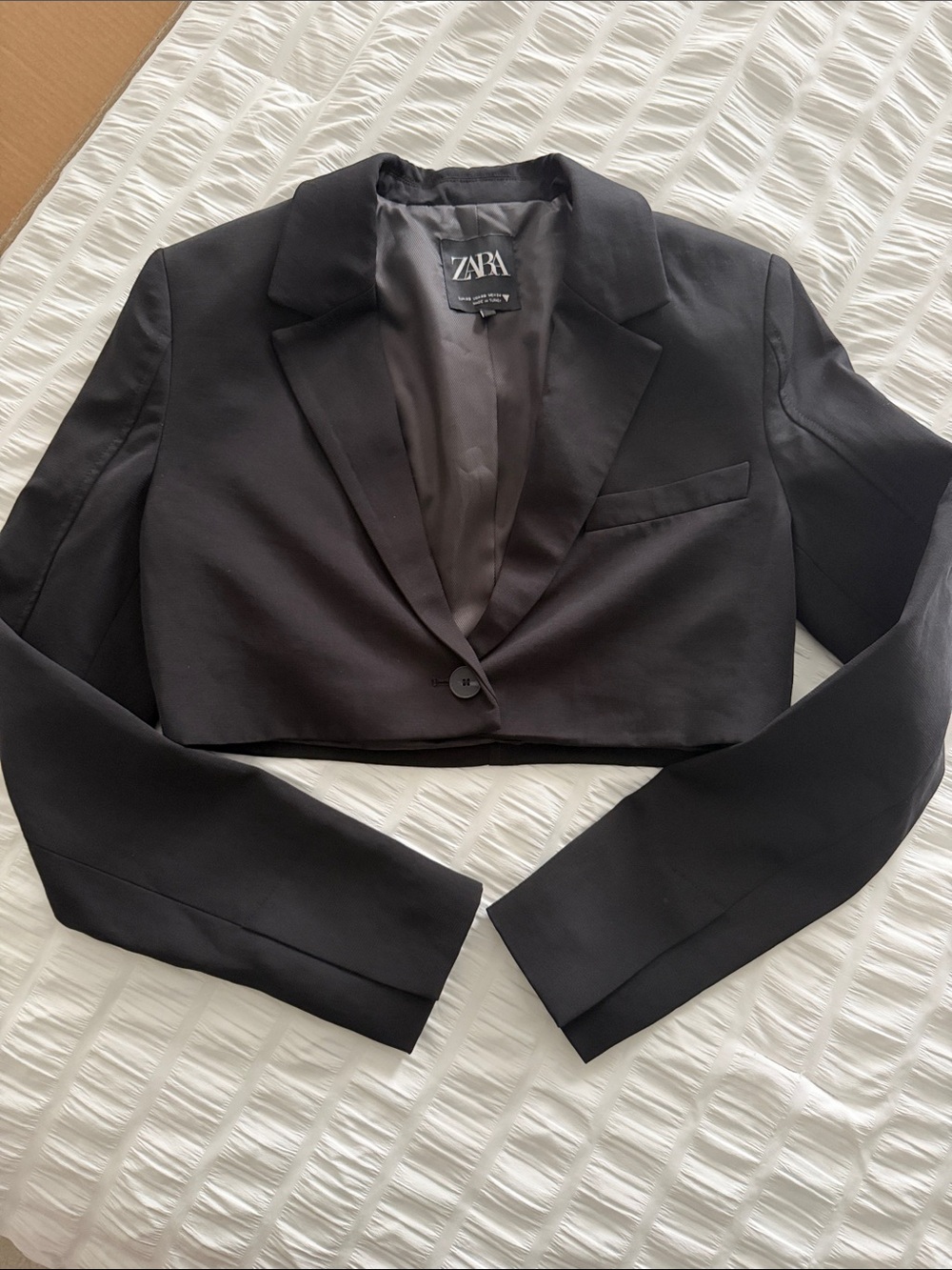ZARA Black Cropped Single-Button Blazer XS